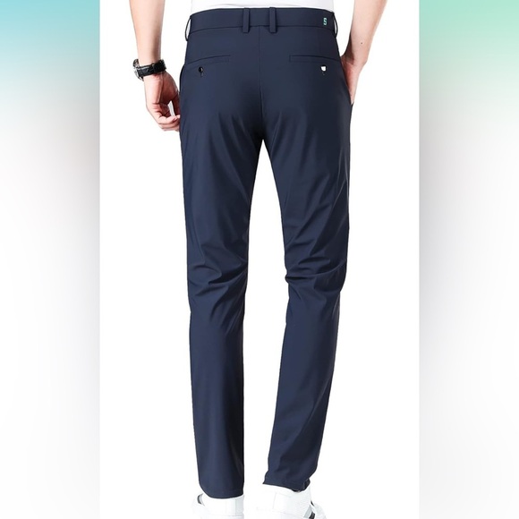 LUSHENUNI Men's Golf Pants Slim High Stretch Ice Silk Dress Expandable-Waist 38 - Picture 2 of 16
